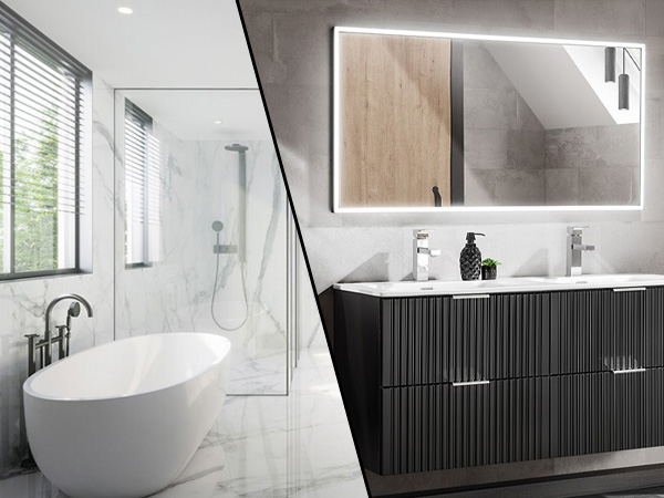 Rénovation complète d'une salle de bain moderne en Finistère Nord, de Plouarzel à Brest.